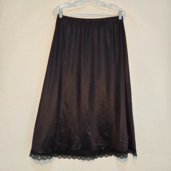 USA Vintage DEENA Dresses & Skirts - USA Vintage DEENA Fairy Girly BOHO Semi-Sheer Black Silky Half Slip Skirt Size L